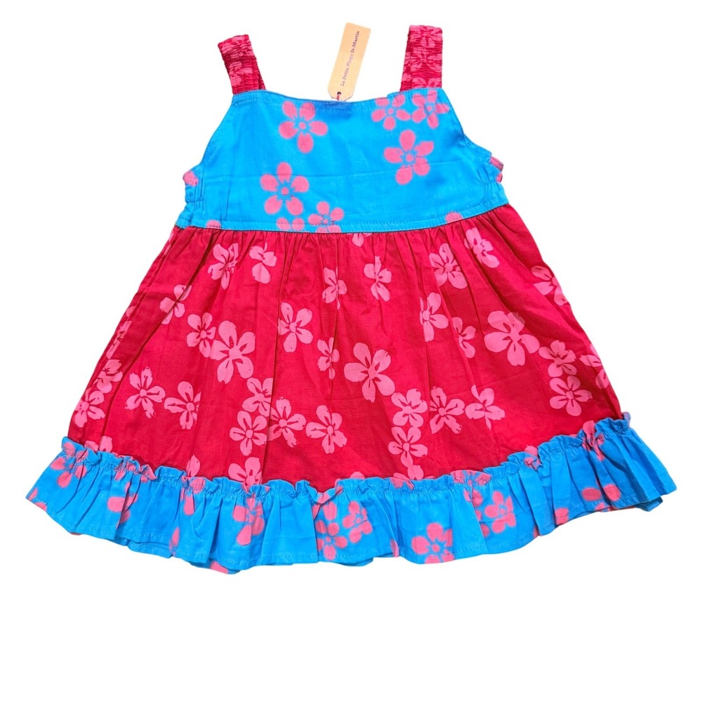 La Petite Plage Girls 1T Patchwork Tropical Floral Cotton Sundress NWT Pockets - Picture 3 of 7